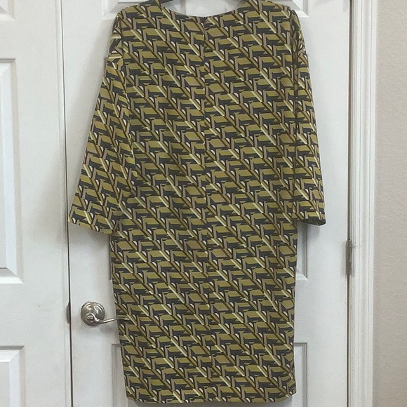 NWT Weekend MAX MARA Colonia Dress Lime Geometric 3/4 Sleeve Size 14 - Picture 5 of 5